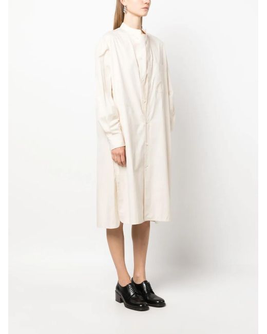 Lemaire White Band-Collar Cotton Shirtdress