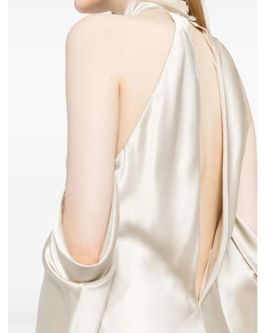 Vestido largo drapeado Michelle Mason de color Natural