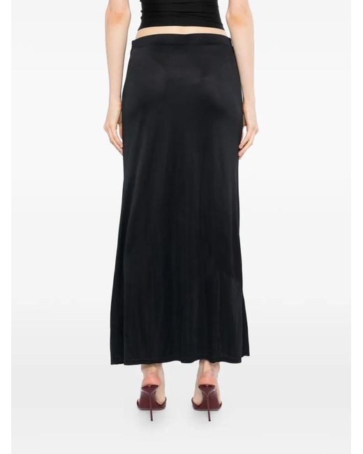 Farm Rio Black Floral-Appliqué Maxi Skirt