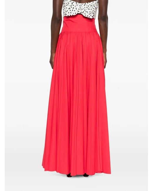 Philosophy Di Lorenzo Serafini Red Bow-Detail Pleated Maxi Skirt