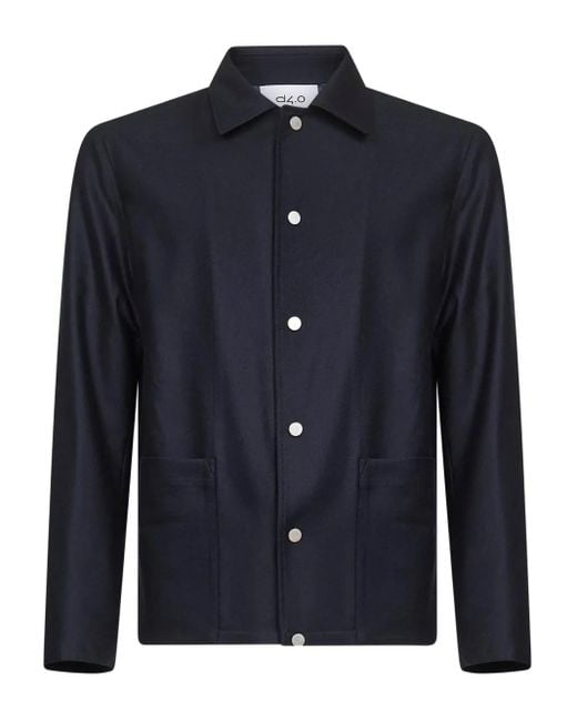 D4.0 Blue Snap-Button Wool Jacket for men