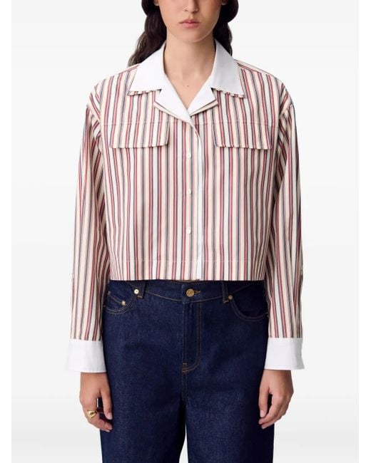 Claudie Pierlot Red Gestreiftes Hemd Mit Tasche