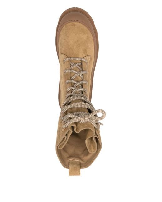 Moncler Brown Lace-Up Suede Boots for men