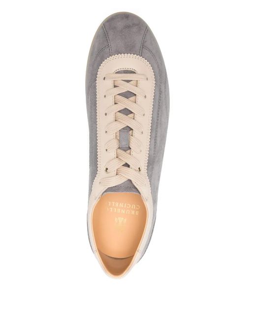 Brunello Cucinelli Grauer Schnürsneaker Mit Mandelzehen in Gray für Herren