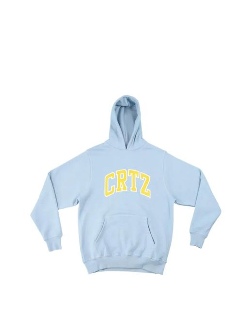 corteiz Blue Dropout Kangaroo-Pocket Hoodie for men