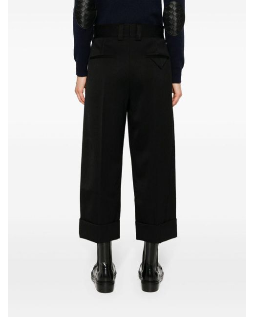 Straight-leg cropped wool trousers Bottega Veneta de color Black