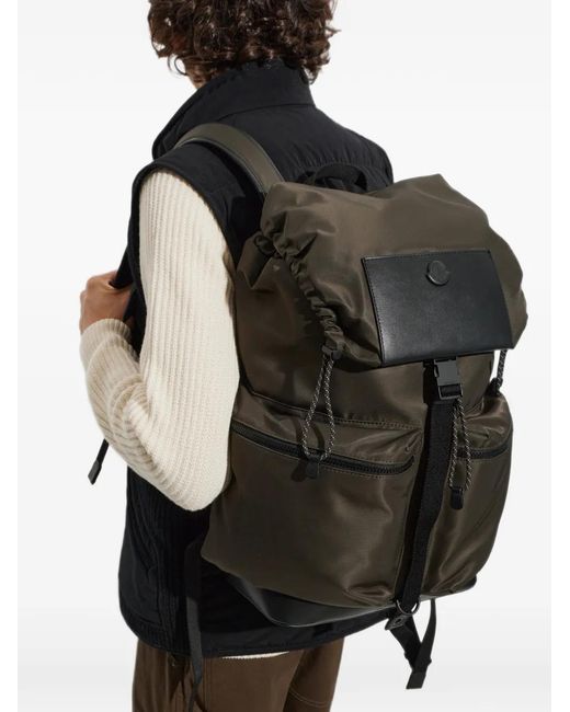 Moncler Black Kenton Drill Logo-Patch Backpack for men