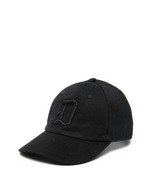 Dondup Black Logo-Embroidered Baseball Cap for men