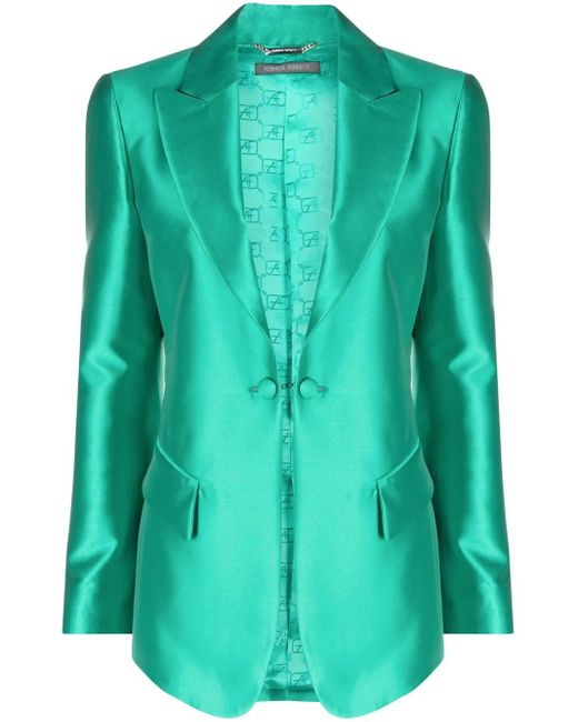 Blazer À Bords Satinés Alberta Ferretti en coloris Green