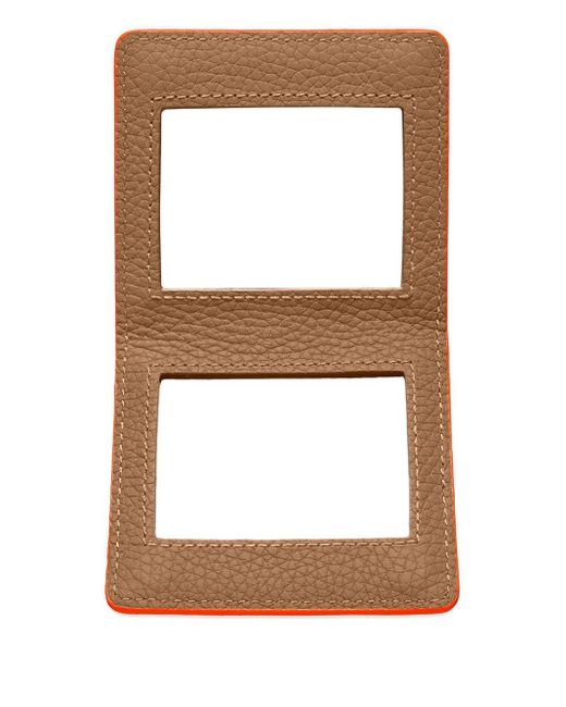 Maison De Sabre Orange Leather Compact Mirror