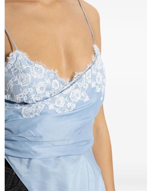 Moschino Blue Lace Asymmetric Blouse