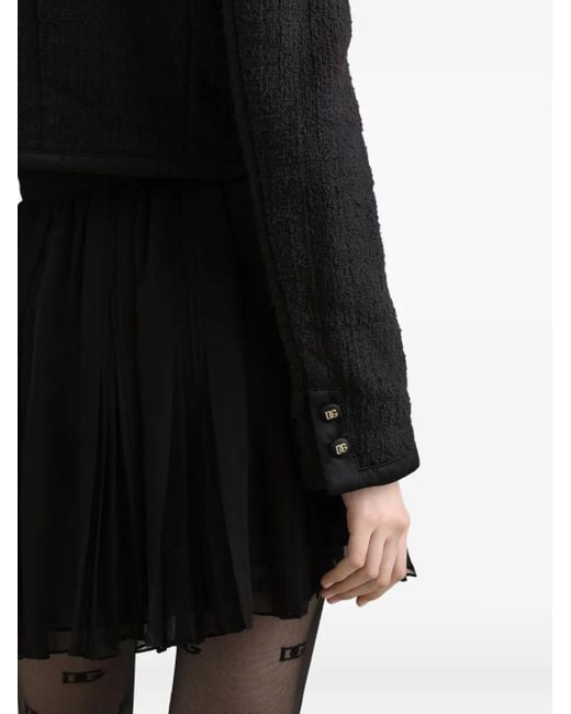 Dolce & Gabbana Black Cotton And Viscose Blazer With Animalier Print Lining