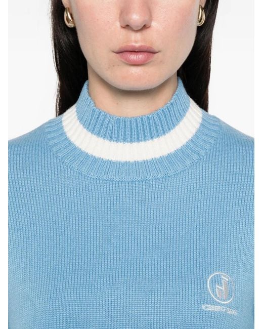 Iceberg Blue Logo-Embroidered Sweater