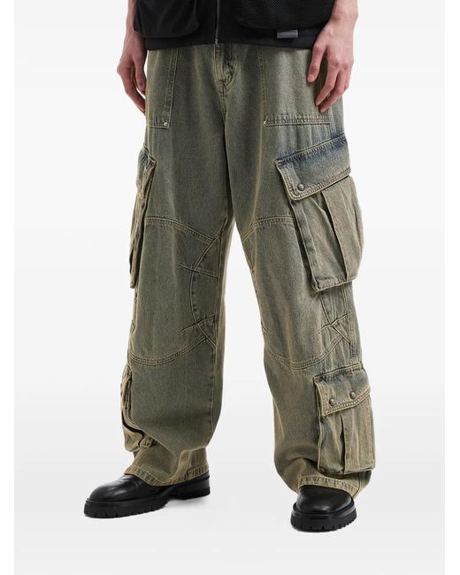 FIVE CM Green Cargo-Pocket Jeans for men