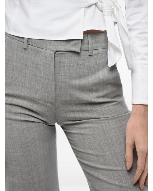 Ql2 Gray Pressed-Crease Cropped Trousers