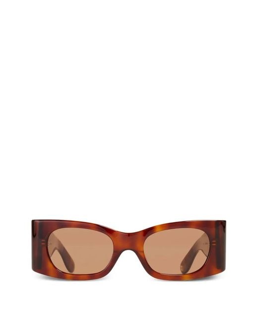 Ganni Brown X Ace & Tate Kayla Rectangle-Frame Sunglasses