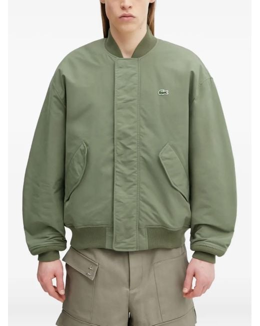 Lacoste Green Logo-Patch Bomber Jacket for men