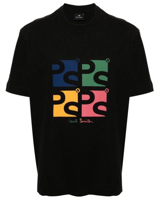 PS by Paul Smith Black Layered-neck Logo-print T-shirt for men