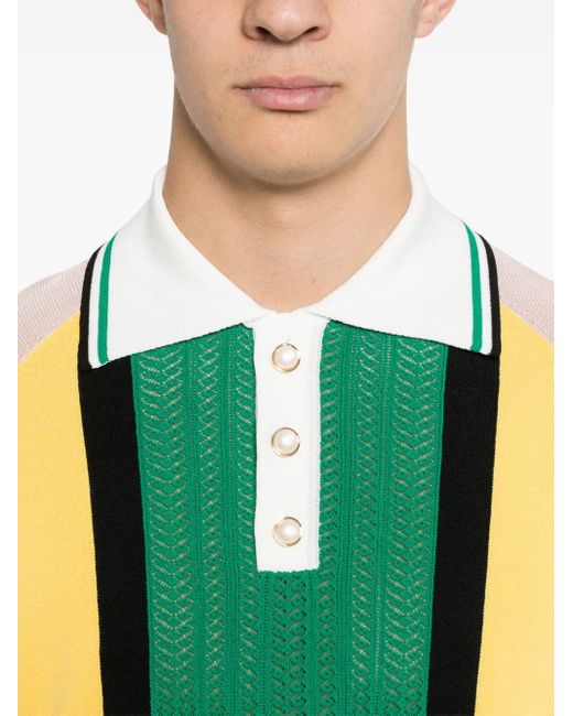 Casablancabrand Green Colour-block Panelled Polo Shirt for men