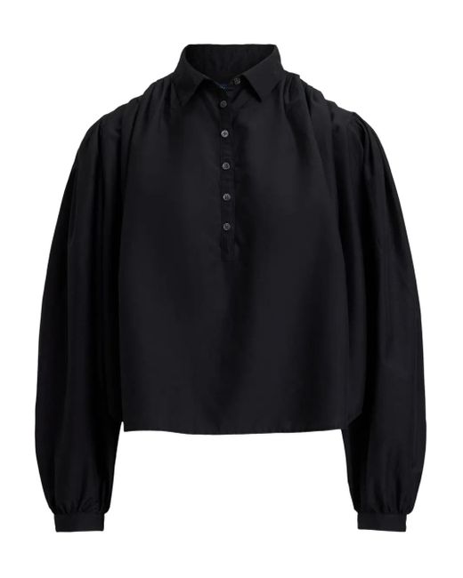 Polo Ralph Lauren Black Puffed-Sleeve Button-Up Shirt