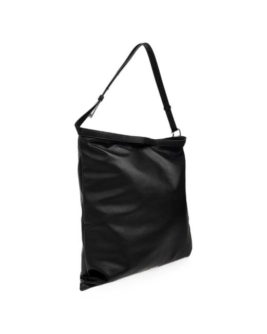 Jil Sander Black Large Logo-Detail Rectangular Shoulder Bag for men