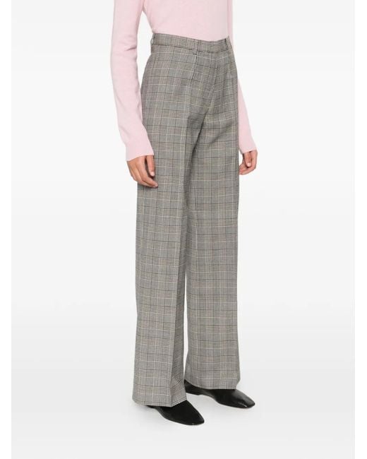 A.M.G Gray Checked-Pattern Pleated Trousers