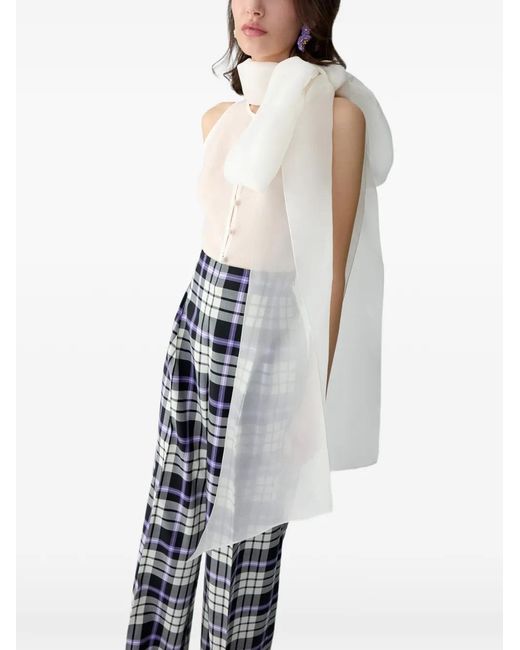 Carolina Herrera White Organza Bow Blouse