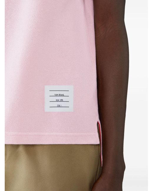 Thom Browne Pink Three-Stripe Polo Shirt for men