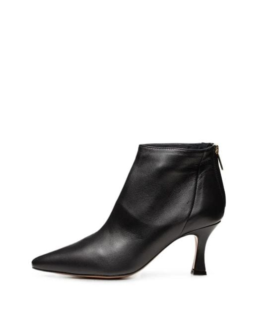 Poche Paris Black Pointed-Toe Rear-Zip Ankle Boots