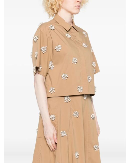 Jonathan Simkhai Natural Embellished Short-Sleeve Shirt