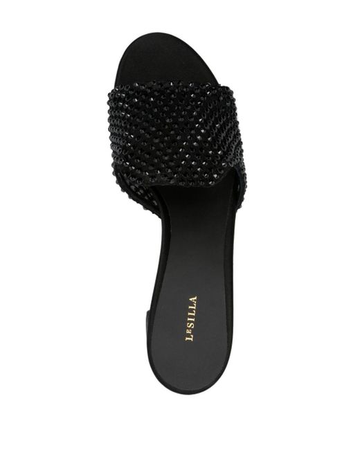 Le Silla Black 60mm Rhinestone-embellished Sandals