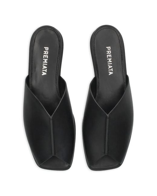 Premiata Black Squared Peep-Toe Mules