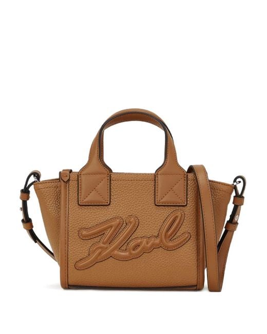 Karl Lagerfeld Brown Small K/Skuare Grainy Tote Bag