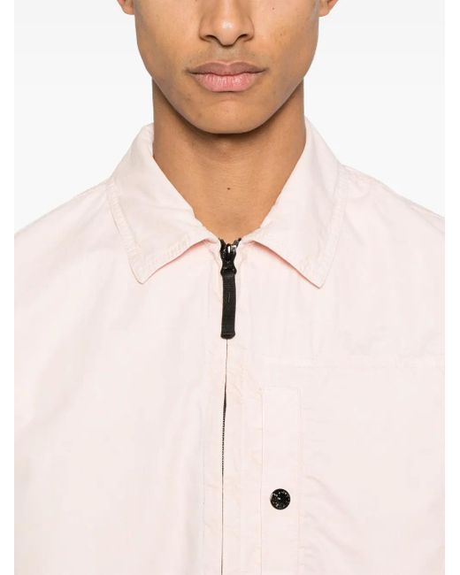 メンズ Stone Island コンパスバッジ シャツジャケット Pink