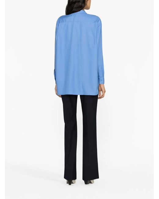 ERMANNO FIRENZE Blue Sequin-Embellished Floral-Lace Shirt