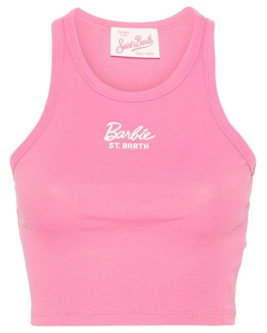 Mc2 Saint Barth X Barbie Tanktop Met Logo in het Pink