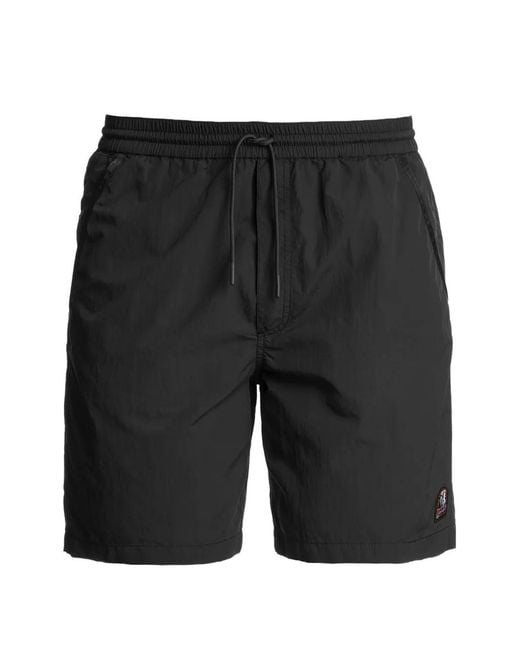 Parajumpers Black Drawstring-Fastening Logo-Patch Swim Shorts for men