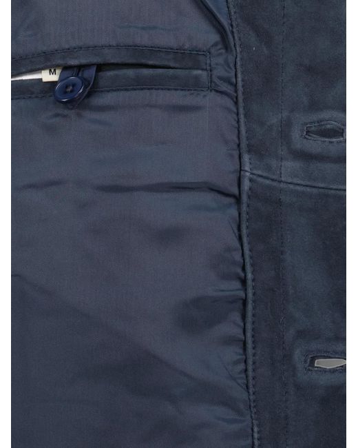 Officine Generale Blue Loki Leather Jacket for men