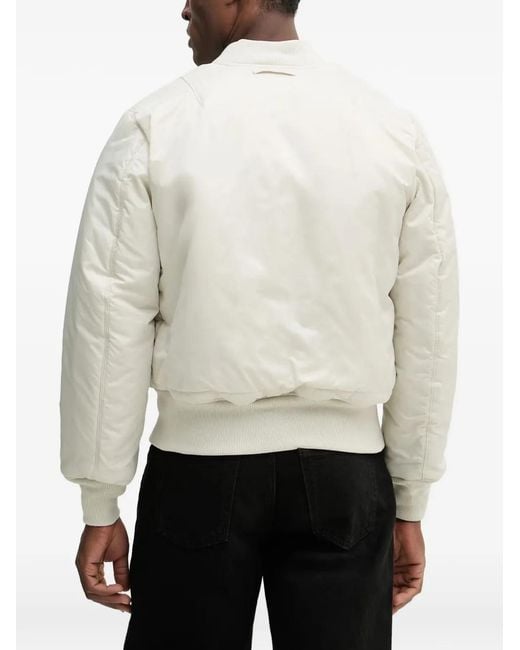 Alpha Industries White Heritage Zip-Up Bomber Jacket for men