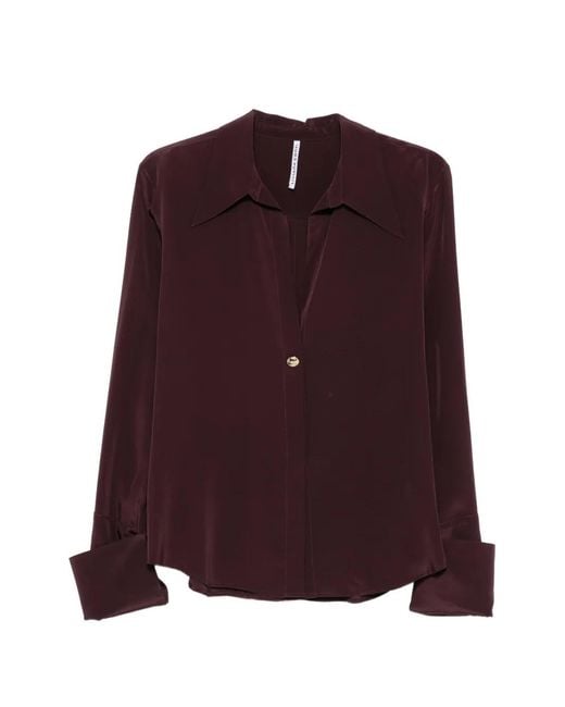 Liviana Conti Purple V-Neck Wide-Cuff Blouse