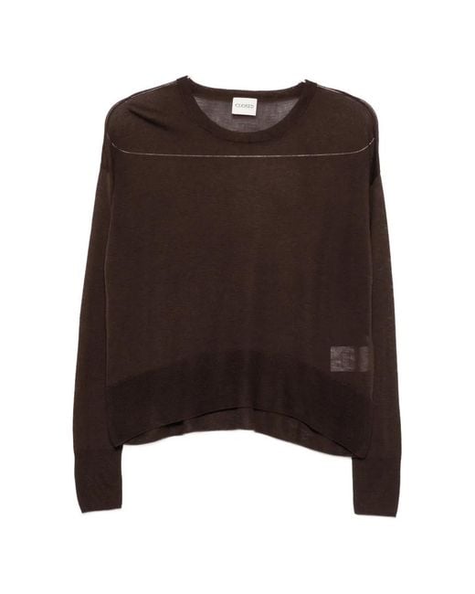 Closed Brown Fine-Knit Long-Sleeve Sweater