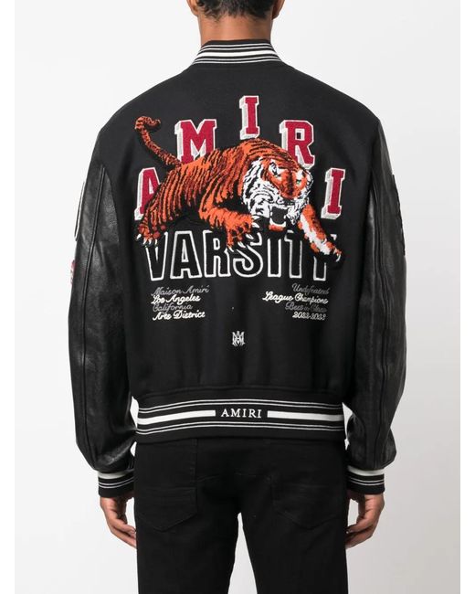 Amiri Black Logo-patch Varsity Jacket for men