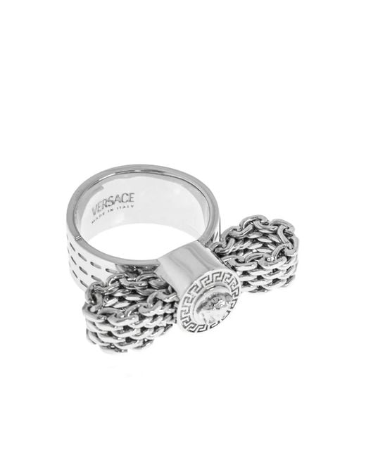 Versace White Medusa Chain Ring