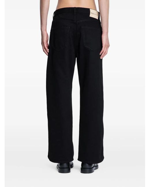 McQueen Black Stud Five Pocket Jeans for men