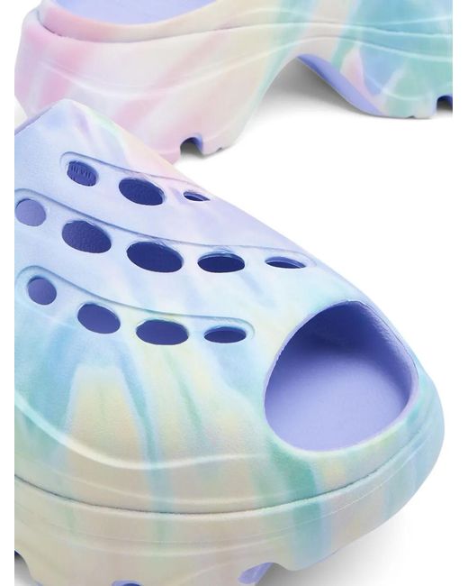 Adidas By Stella McCartney White Swirl-Print Peep-Toe Clogs