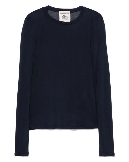 Semicouture Blue Crew-Neck T-Shirt