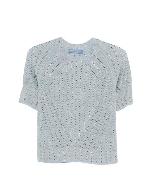 Ermanno Scervino Blue Openwork T-Shirt