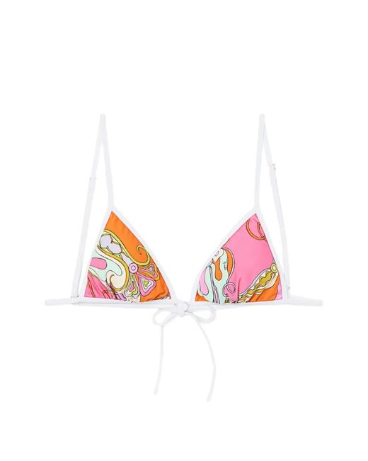 Emilio Pucci Pink Orchidee-Print Triangle Bikini Top