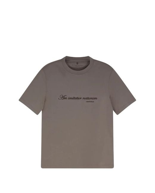 Brunello Cucinelli Gray Slogan-Print T-Shirt for men