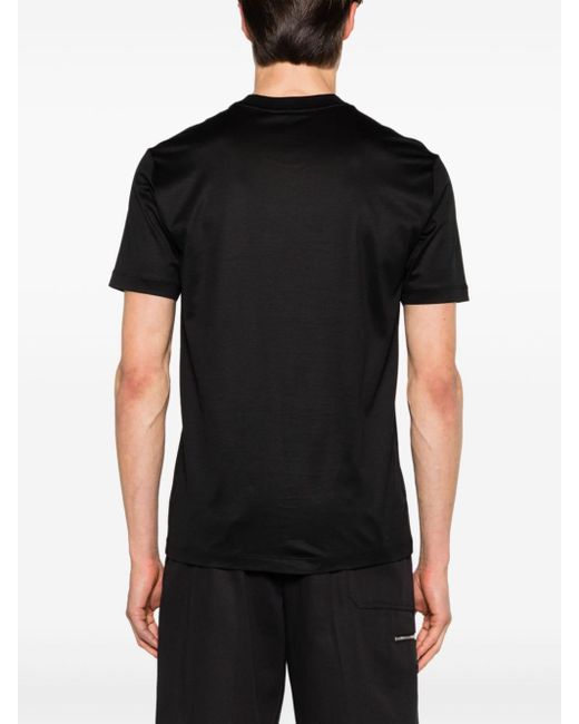Emporio Armani Black Rhinestone-embellished Logo-patch T-shirt for men